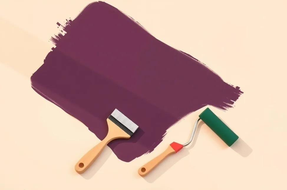 Outils de peinture disposés dans l'ordre des étapes du chantier