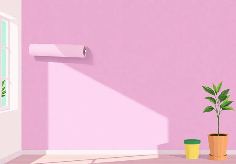 Pose de papier peint, rouleau et brosse à maroufler